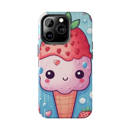 Kawaii Strawberry Sundae Cone - Traditional Japanese Anime Dessert Delight - Sweet Berry Otaku Gift - Tough Phone Cases