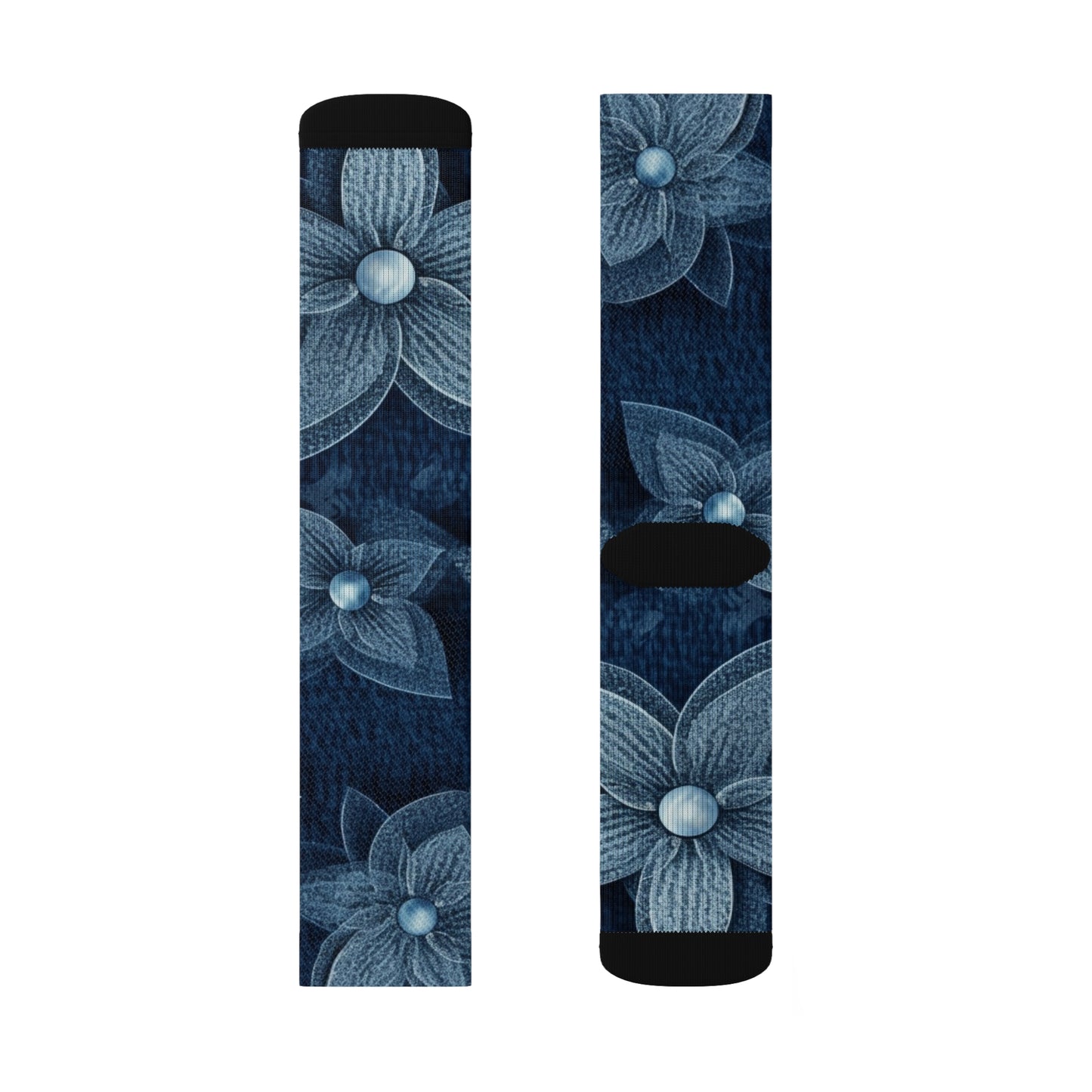 Hawaiian Flower Design - Denim-Inspired Decor Piece - Sublimation Socks