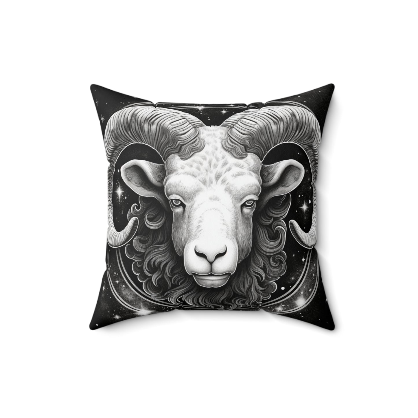 Zodiaco Aries, diseño de símbolo de carnero, elemento fuego, almohada cuadrada de poliéster hilado 