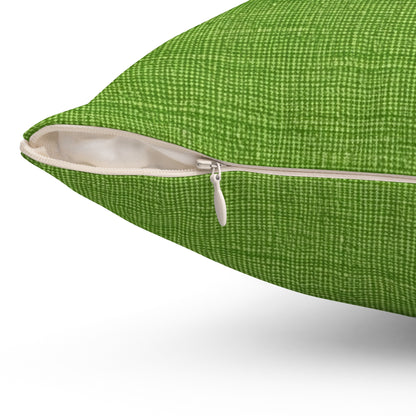 Olive Green Denim-Style: Seamless, Textured Fabric - Spun Polyester Square Pillow