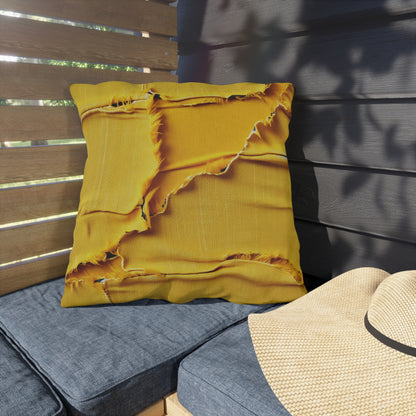 Banana Yellow Lemon: Bold Distressed, Denim-Inspired Fabric - Outdoor Pillows