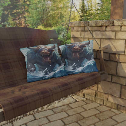 Bull Shark Fusion: Water Fantasy - Hybrid Ocean Marine Animal - Outdoor Pillows