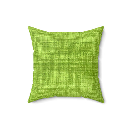 Verde neón de hierba exuberante: estilo de tela primaveral inspirado en la mezclilla - Almohada cuadrada de poliéster hilado