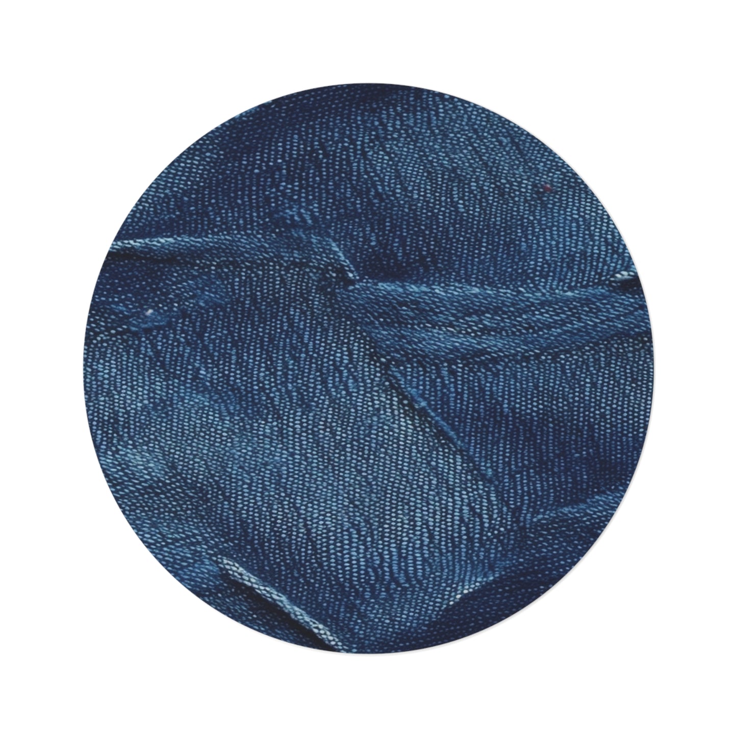 Dark Blue: Distressed Denim-Inspired Fabric Design - Round Rug