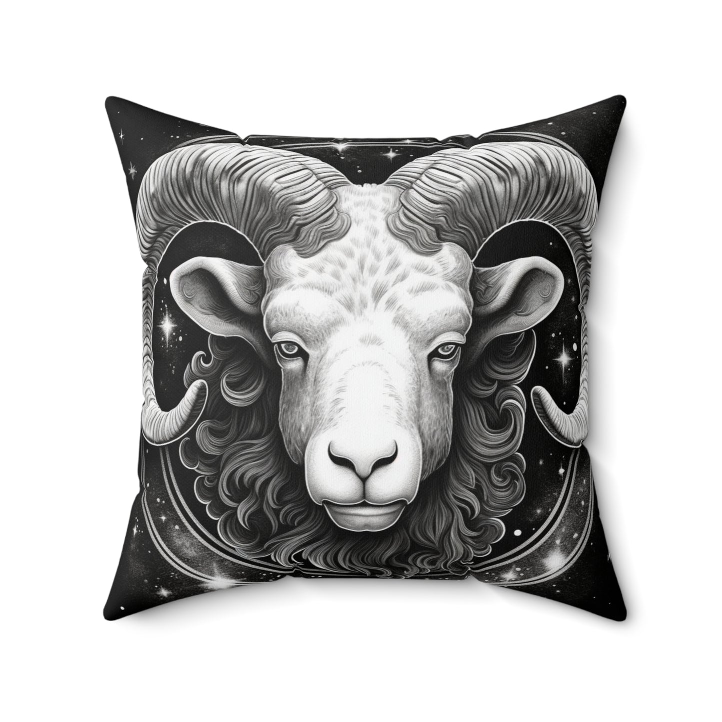 Zodiaco Aries, diseño de símbolo de carnero, elemento fuego, almohada cuadrada de poliéster hilado 