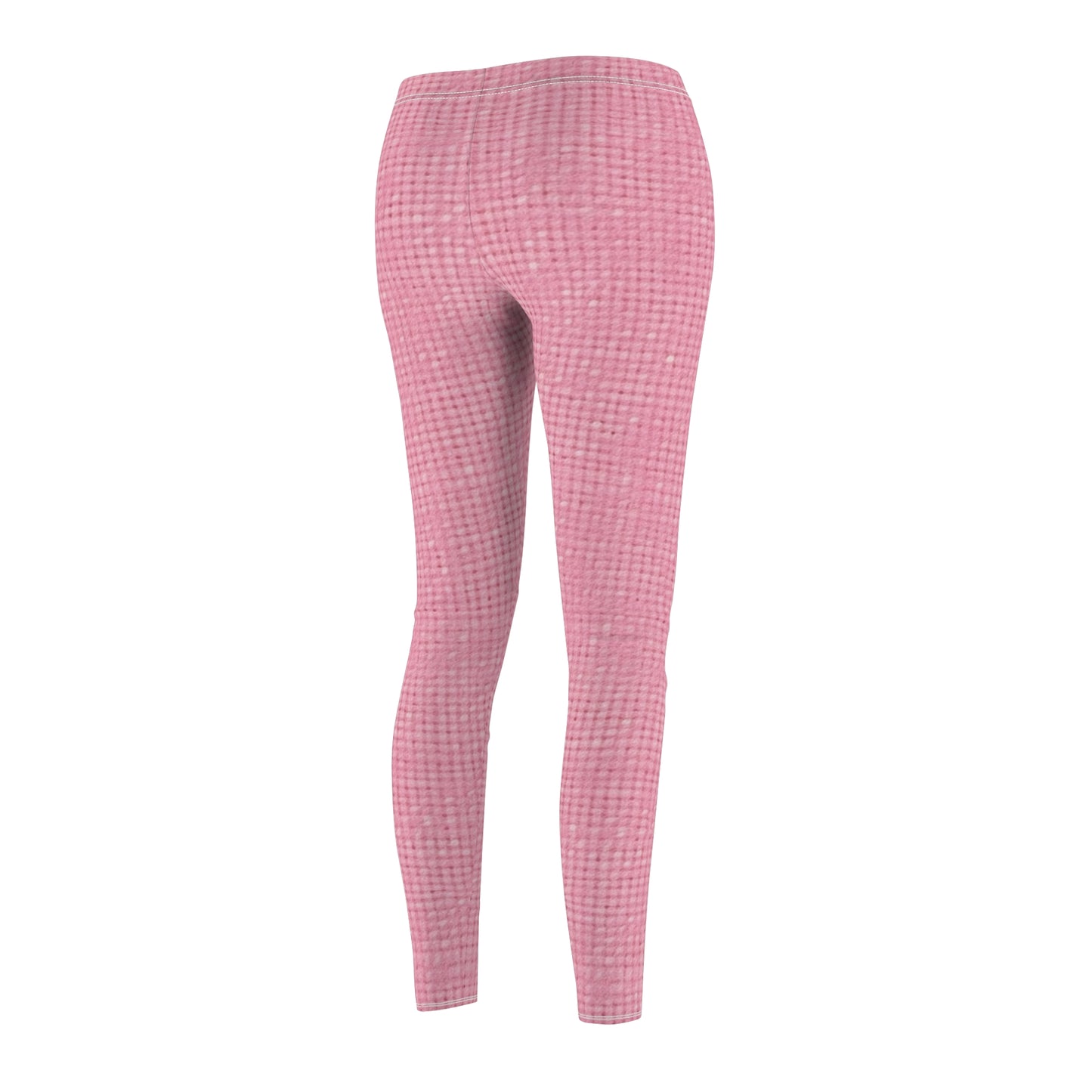 Pastel Rose Pink: Denim-Inspired, Refreshing Fabric Design - Women's Cut & Sew Casual Leggings (AOP)