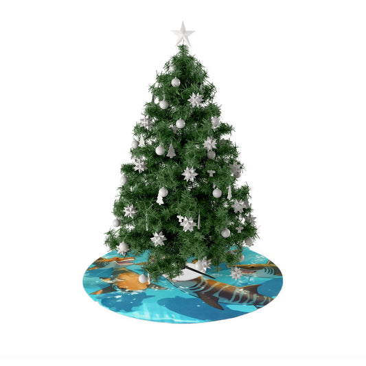 Tiger Shark: Ocean Marine Wildlife - Underwater - Christmas Tree Skirts