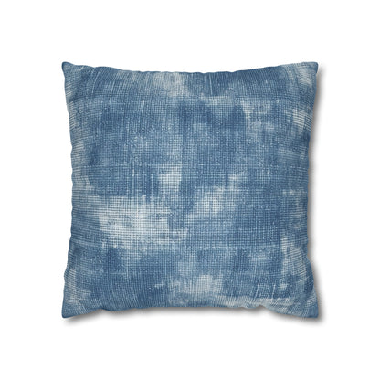 Faded Blue Washed-Out: Denim-Inspired, Style Fabric - Spun Polyester Square Pillow Case