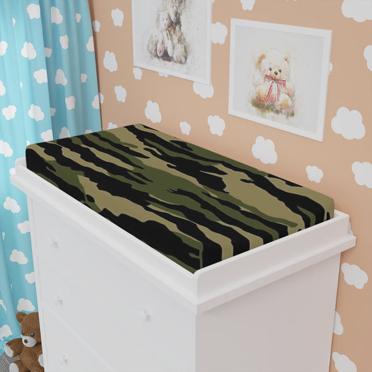 Tiger Stripe Camouflage: Military Style - Baby Changing Pad Cover