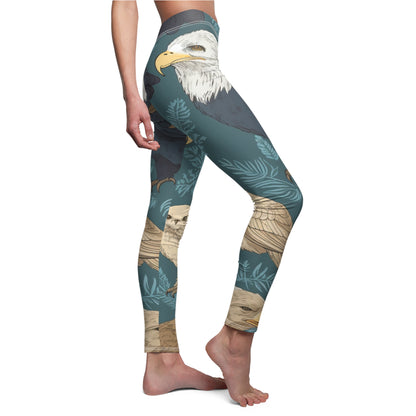 American Wildlife Symbols: Bald Eagles, Hawks, Birds Design Women's Cut & Sew Casual Leggings (AOP)