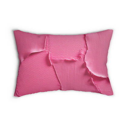 Distressed Neon Pink: Edgy, Ripped Denim-Inspired Doll Fabric - Spun Polyester Lumbar Pillow