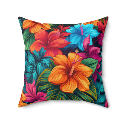 Hawaiian-Inspired Tropical Floral Pattern Design Spun Polyester Square Pillow