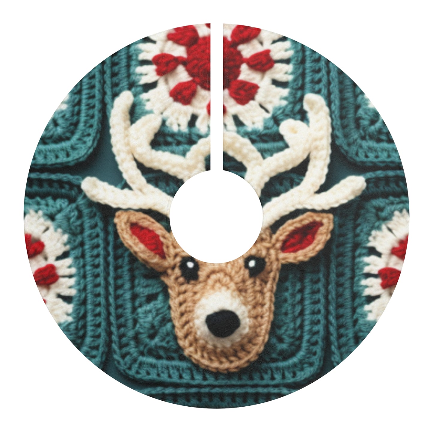 Christmas Reindeer Crochet, Wintry Wonderland Design, Festive Stag Motif. Embrace the Holiday Spirit - Christmas Tree Skirts