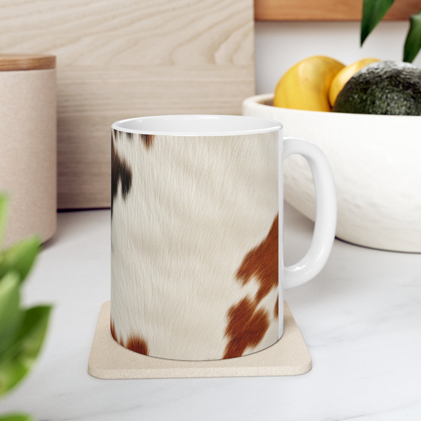 Hair Cowhide Leather Natural Design Tough Durable Rugged Style - Ceramic Mug 11oz