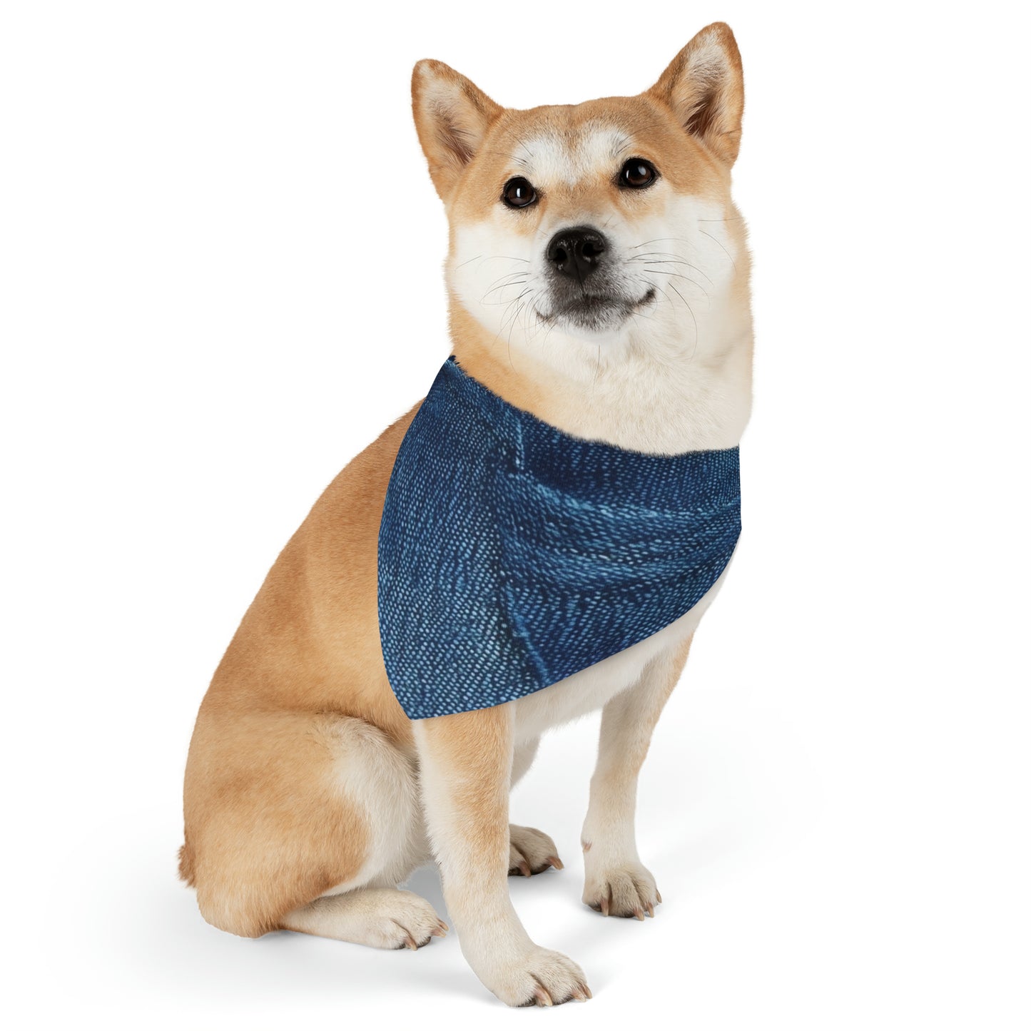 Dark Blue: Distressed Denim-Inspired Fabric Design - Pet Bandana Collar