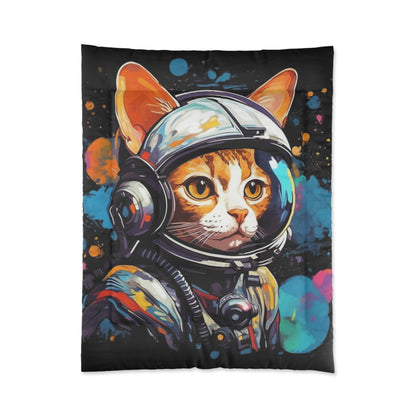 Astro Cat Adventure Feline - 宇宙空間に浮かぶポップアート - 掛け布団