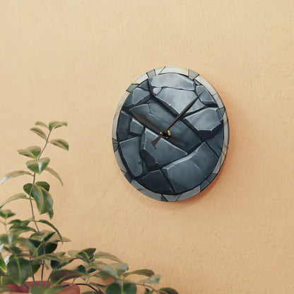 Polygonal, minimalistic, concept art, granite chiseled, Acrylic Wall Clock