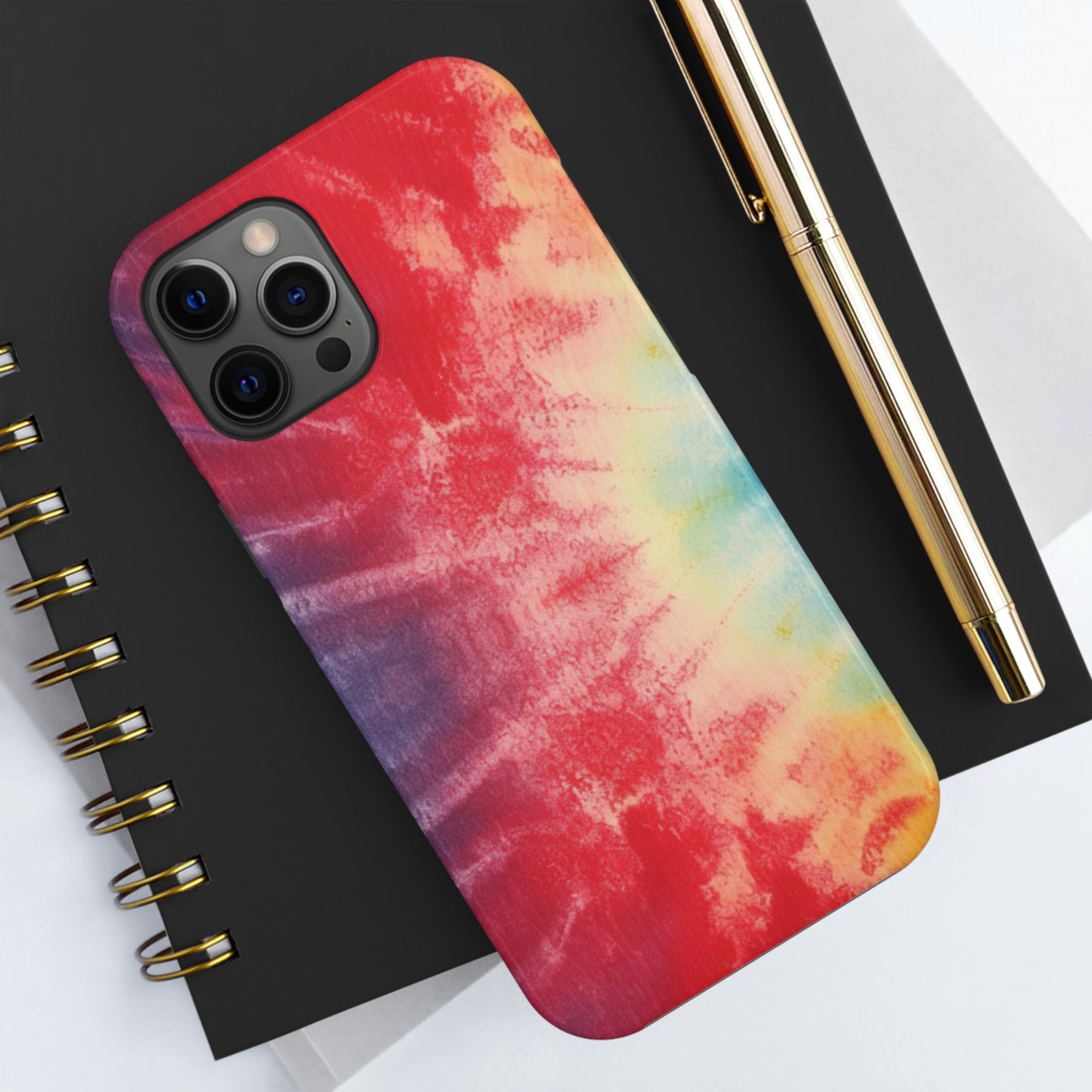 Rainbow Tie-Dye Denim: Vibrant Multi-Color, Fabric Design Spectacle - Tough Phone Cases