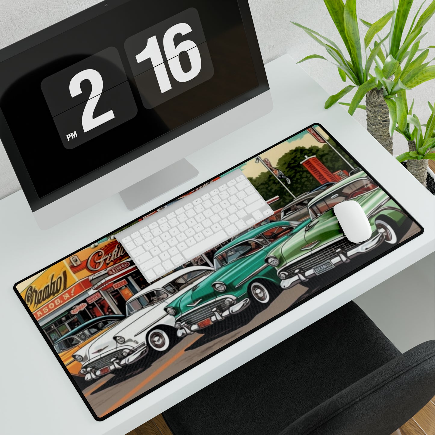 1950s Classic Car Collection Retro Artwork - Desk Mats