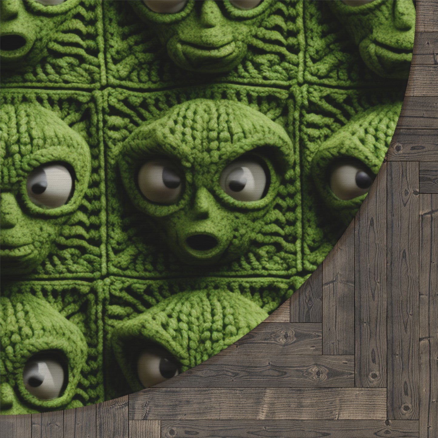 Alien Granny Square Crochet - Galacitc Space Sci fi Fantasy Theme - Round Rug