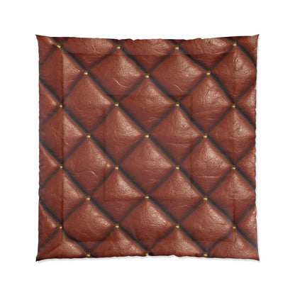 Brown Leather Cognac Pattern Rugged Durable Design Style - Bed Comforter