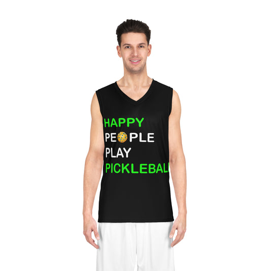 Happy People Play Pickleball Sport Game Graphic - Basketball Jersey (AOP)