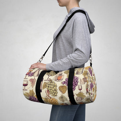 Wine Lovers Theme: Varieties of Wine, Grapes & Vineyards Design Duffel Bag