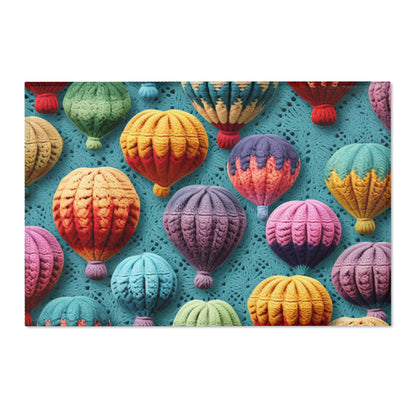 Crochet Hot Air Balloons Sky Travel Transport Scenic Style - Area Rugs