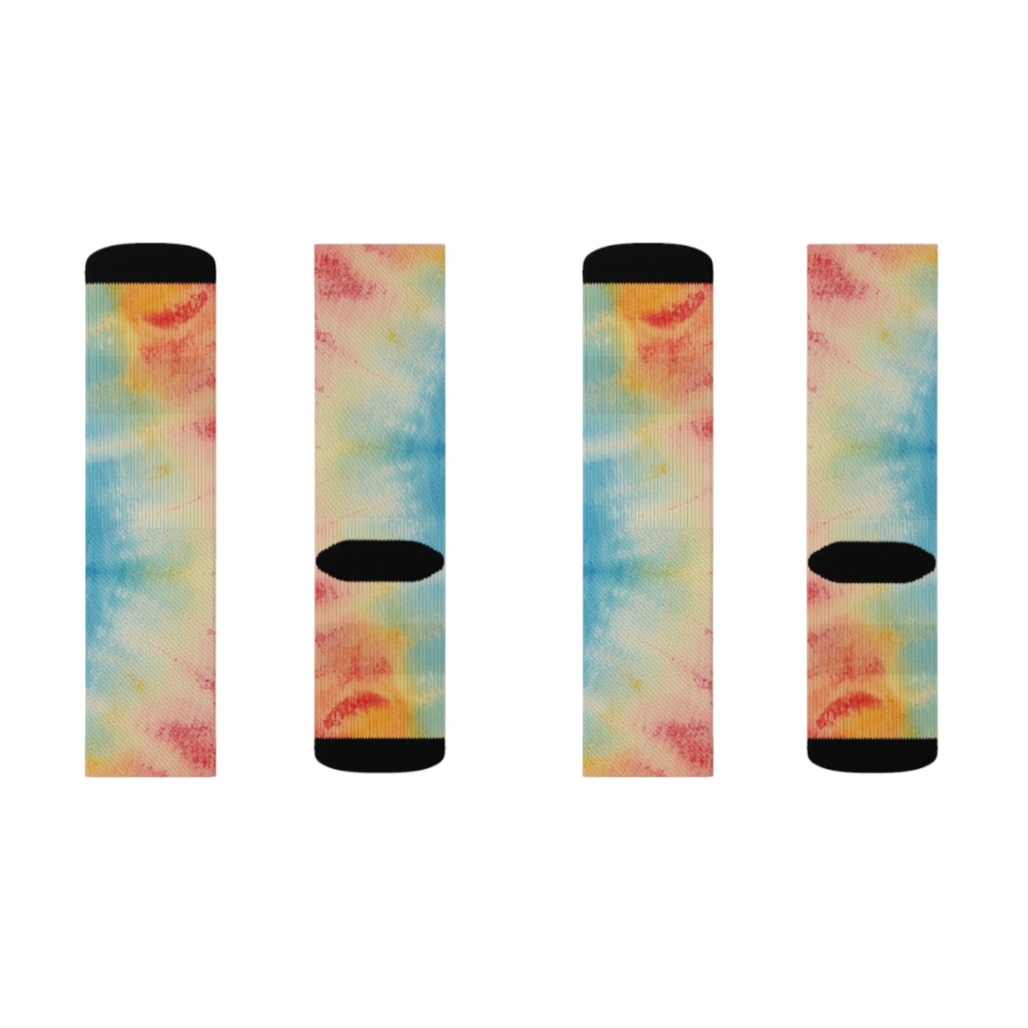 Rainbow Tie-Dye Denim: Espectáculo de diseño de tela multicolor vibrante - Calcetines de sublimación 