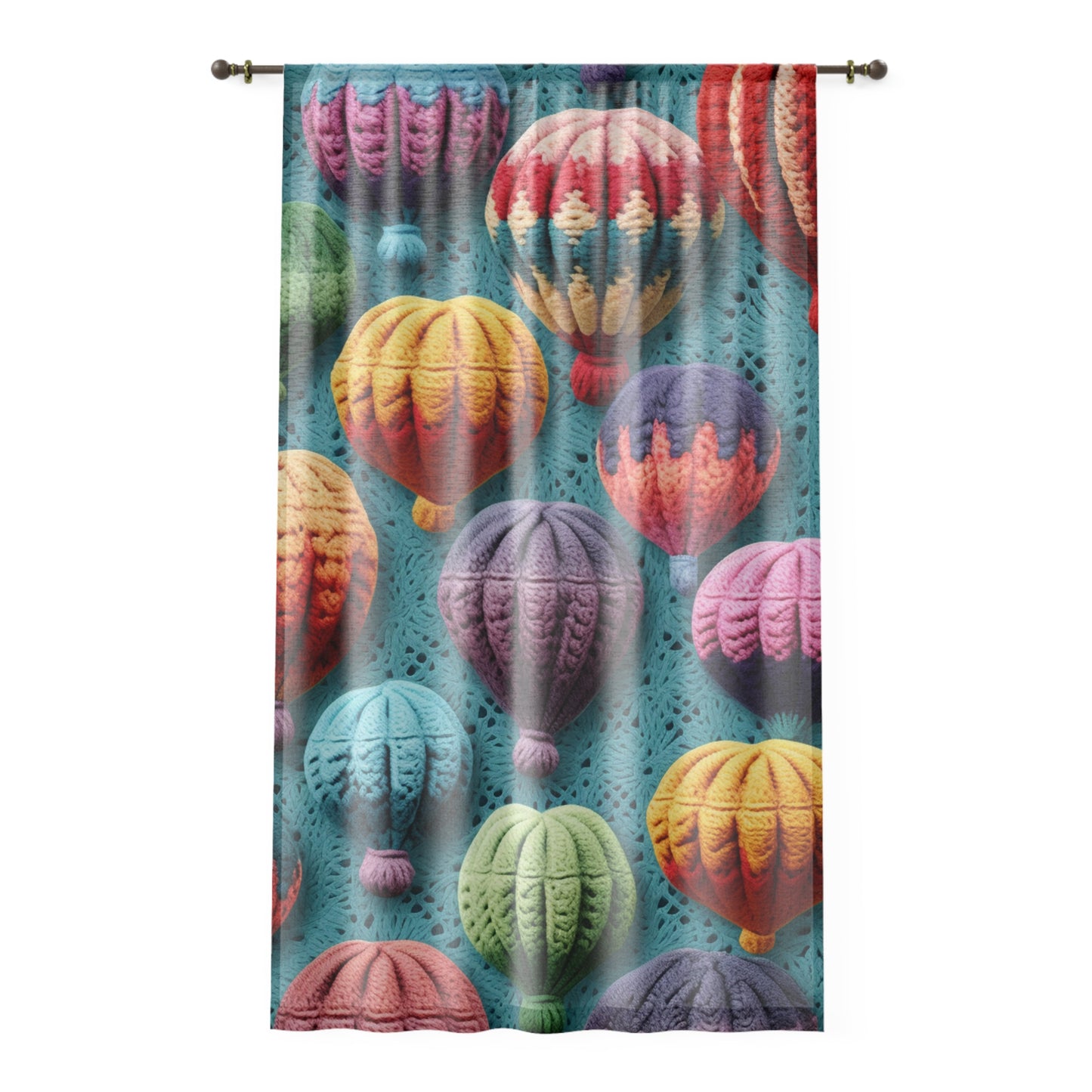 Crochet Hot Air Balloons Sky Travel Transport Scenic Style - Window Curtain