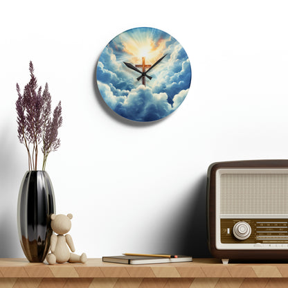 Christian Faith Cross,Believer at Heart, Acrylic Wall Clock