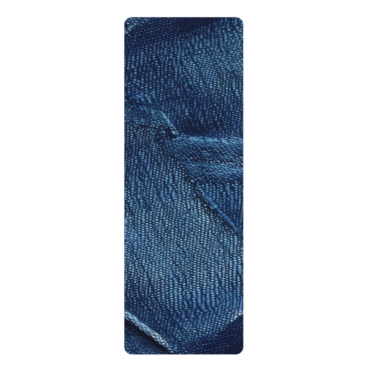 Dark Blue: Distressed Denim-Inspired Fabric Design - Rubber Yoga Mat