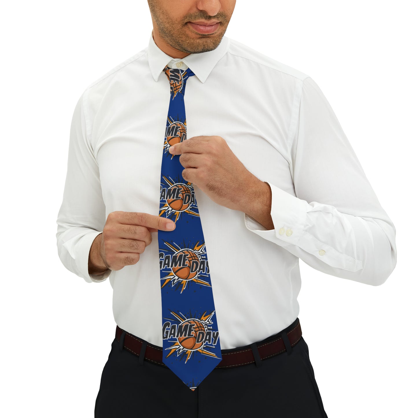 Game Day Slam Dunk Energy - Dynamic Basketball Explosion Graphic - Necktie