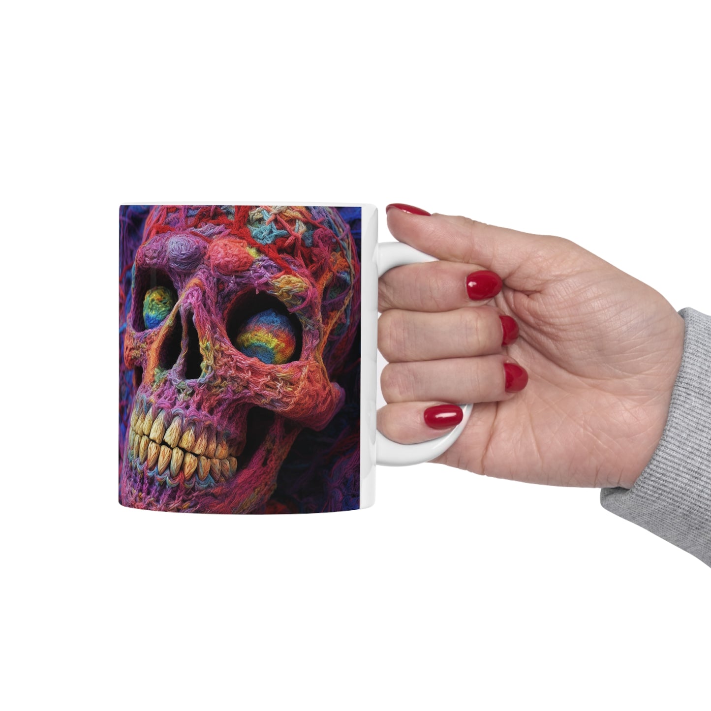 Crochet Skeleton Skull Halloween -Ceramic Mug 11oz