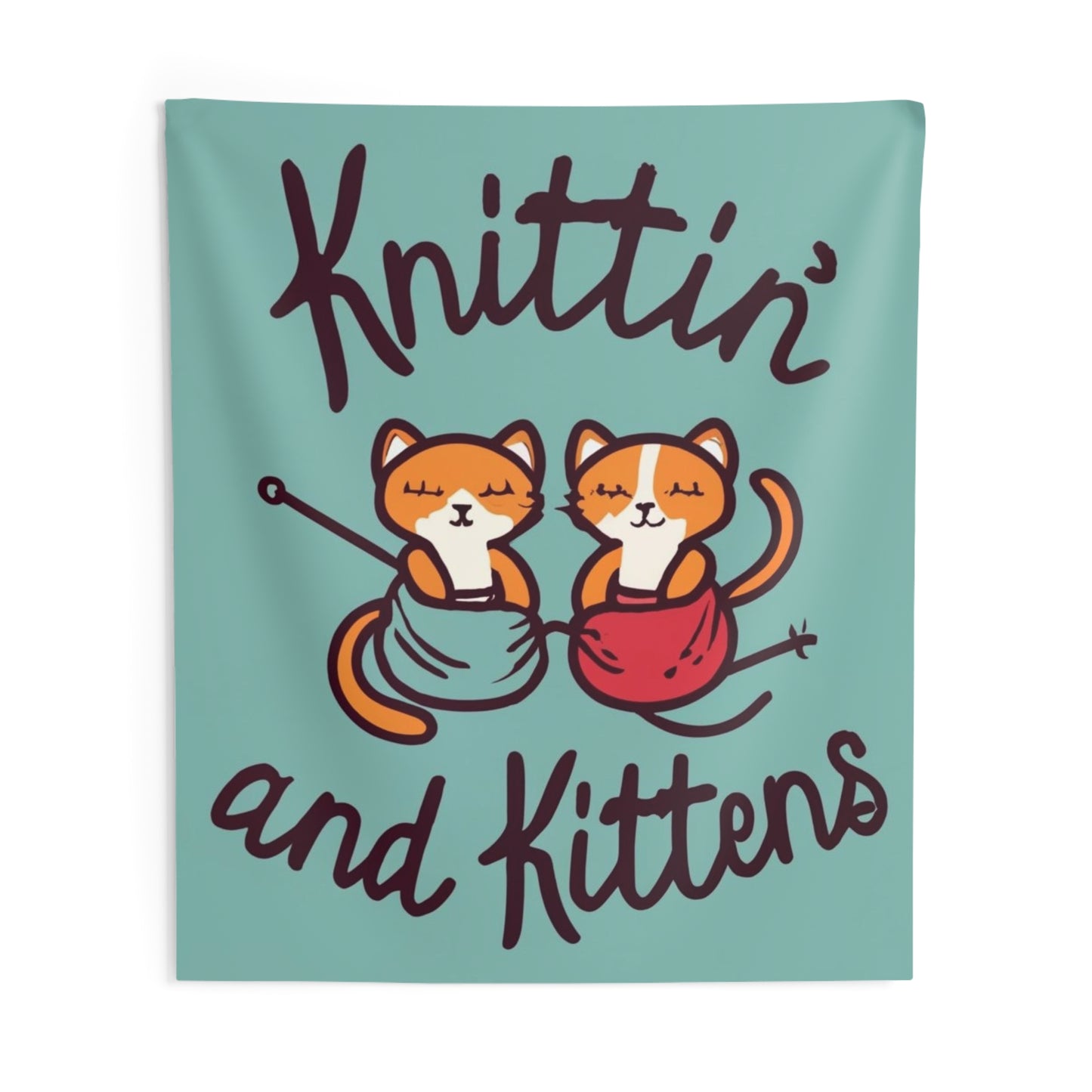 Knittin with Kittens: Cozy Cat and Stitch Blend - Indoor Wall Tapestries