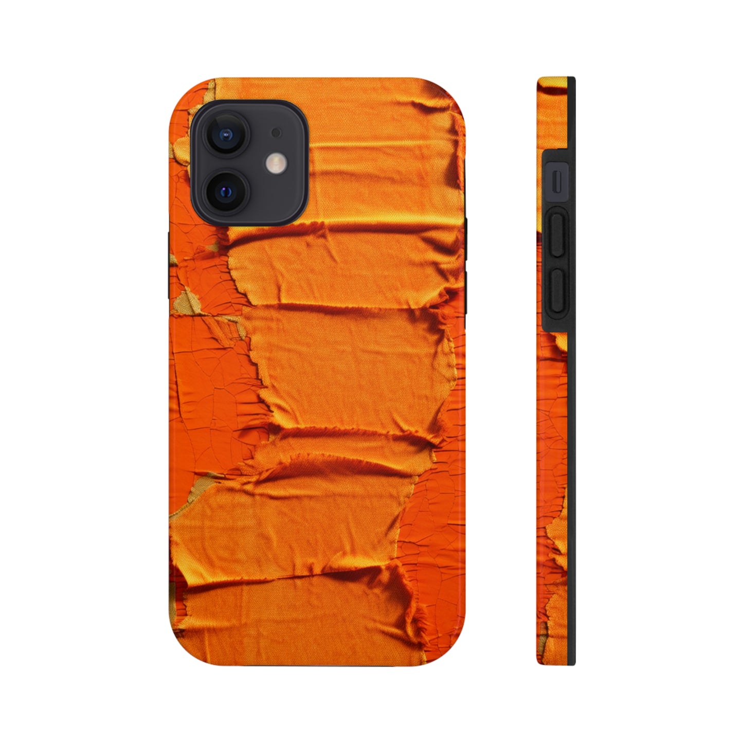 Fiery Citrus Orange: Edgy Distressed, Denim-Inspired Fabric - Tough Phone Cases