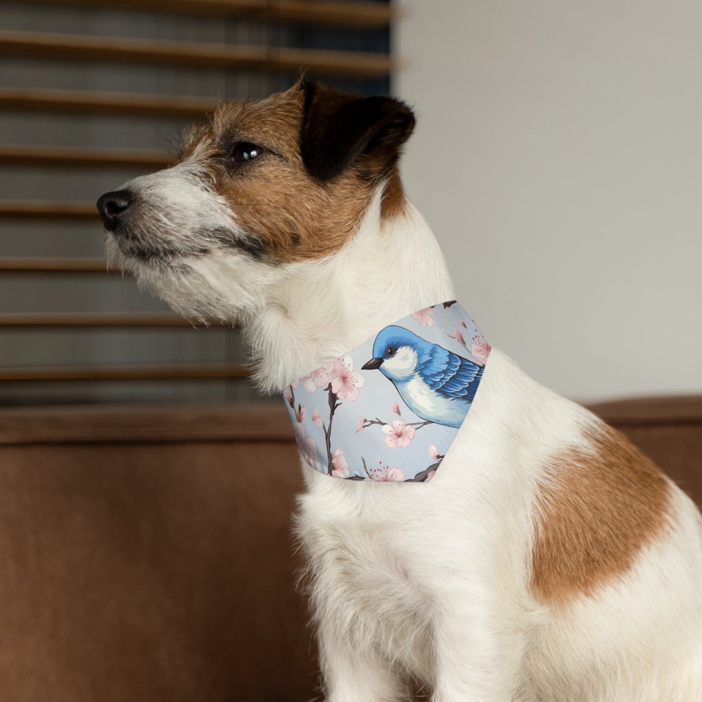 Cherry Blossom Tree Blue Bird Pet Bandana Collar