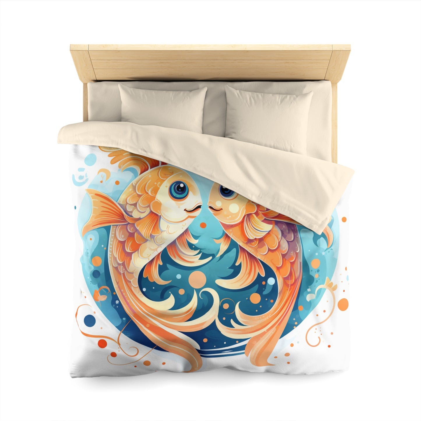 Charming Cartoon Fish Pisces - Dreamy Zodiac Illustration - Microfiber Duvet Cover