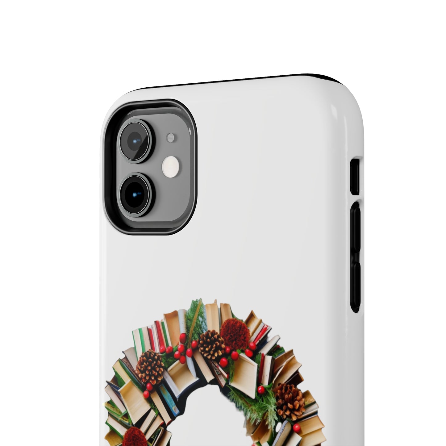 Holiday Book Wreath: Festive Literary Book Lover & Christmas Pinecone Arrangement - Tough Phone Cases