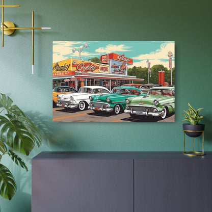 1950s Classic Car Collection Retro Artwork - Metal Art Sign