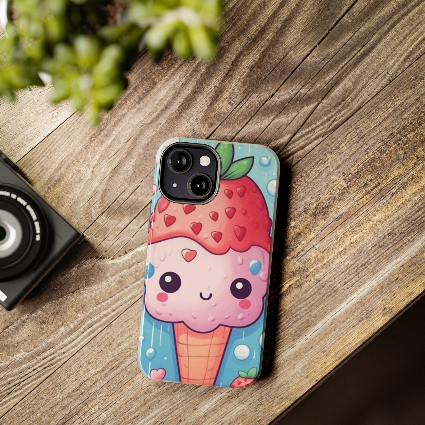 Kawaii Strawberry Sundae Cone - Traditional Japanese Anime Dessert Delight - Sweet Berry Otaku Gift - Tough Phone Cases