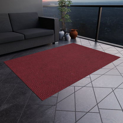 Seamless Texture - Maroon/Burgundy Denim-Inspired Fabric - Outdoor Rug