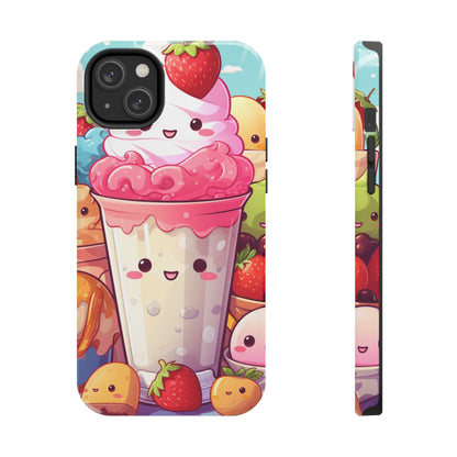 Strawberry Japan Milkshake - Kawaii Dessert Delight - Sweet Berry Anime Character - Tough Phone Cases