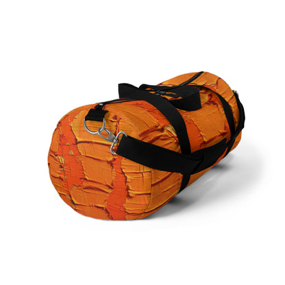 Fiery Citrus Orange: Edgy Distressed, Denim-Inspired Fabric - Duffel Bag