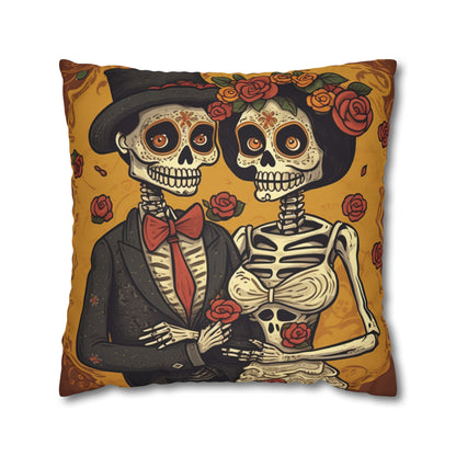 Halloween Wedding Marriage, Bride & Groom - Forever Soulmates - Spun Polyester Square Pillow Case