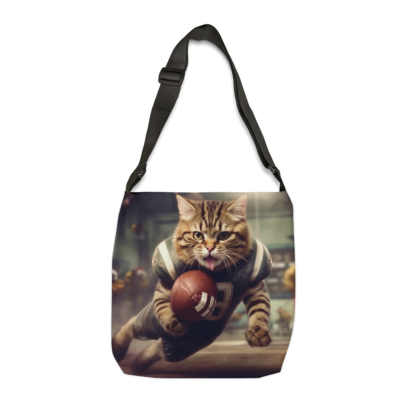 Football Field Felines: Kitty Cats in Sport Tackling Scoring Game Position - Adjustable Tote Bag (AOP)