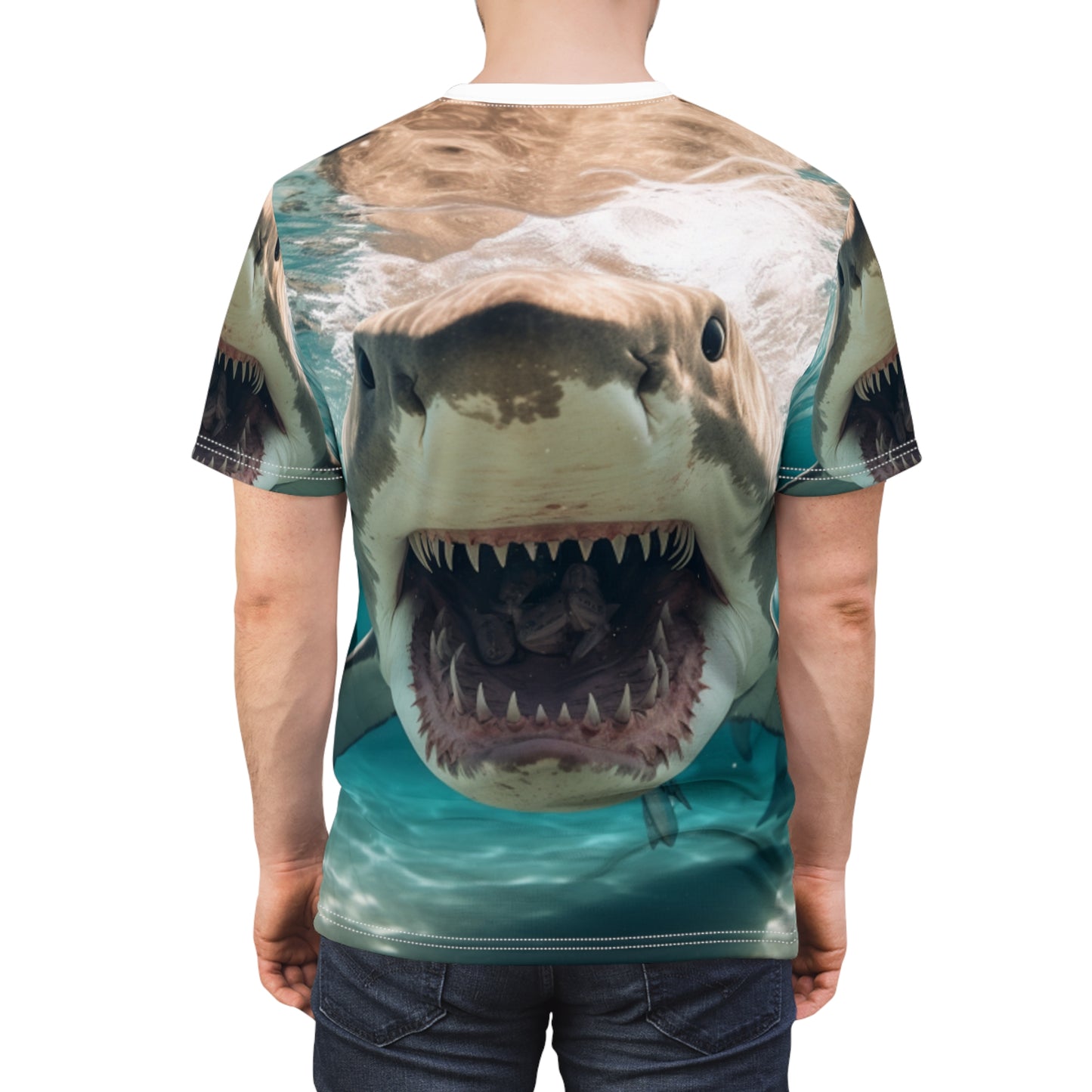 Bull Shark: River Monster Menace - Realistic Dark Water Predator - Unisex Cut & Sew Tee (AOP)