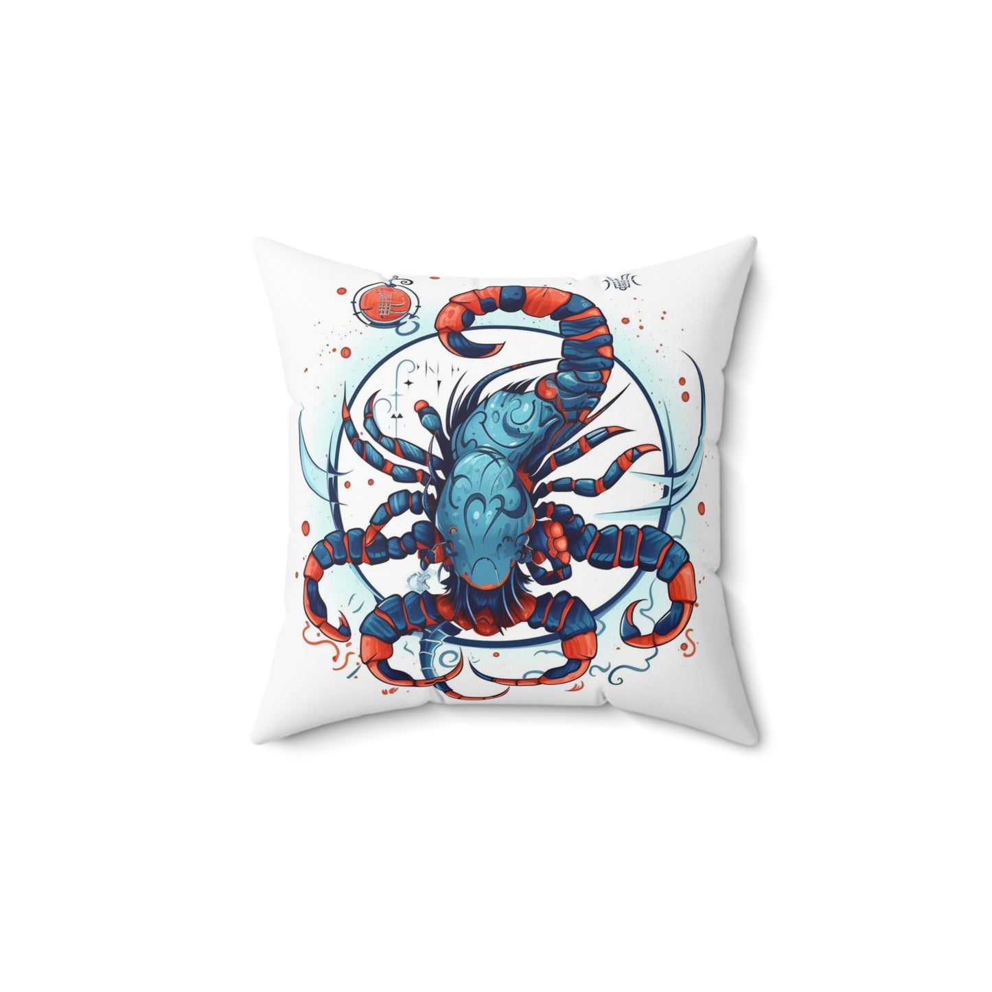 Cute Scorpio Zodiac Sign - Big Claws, Long Tail Cosmic Astrology Symbol - Spun Polyester Square Pillow