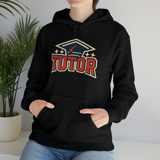Academic Excellence Emblem - Starry Grad Cap Tutor Graphic - Unisex Heavy Blend™ Hooded Sweatshirt