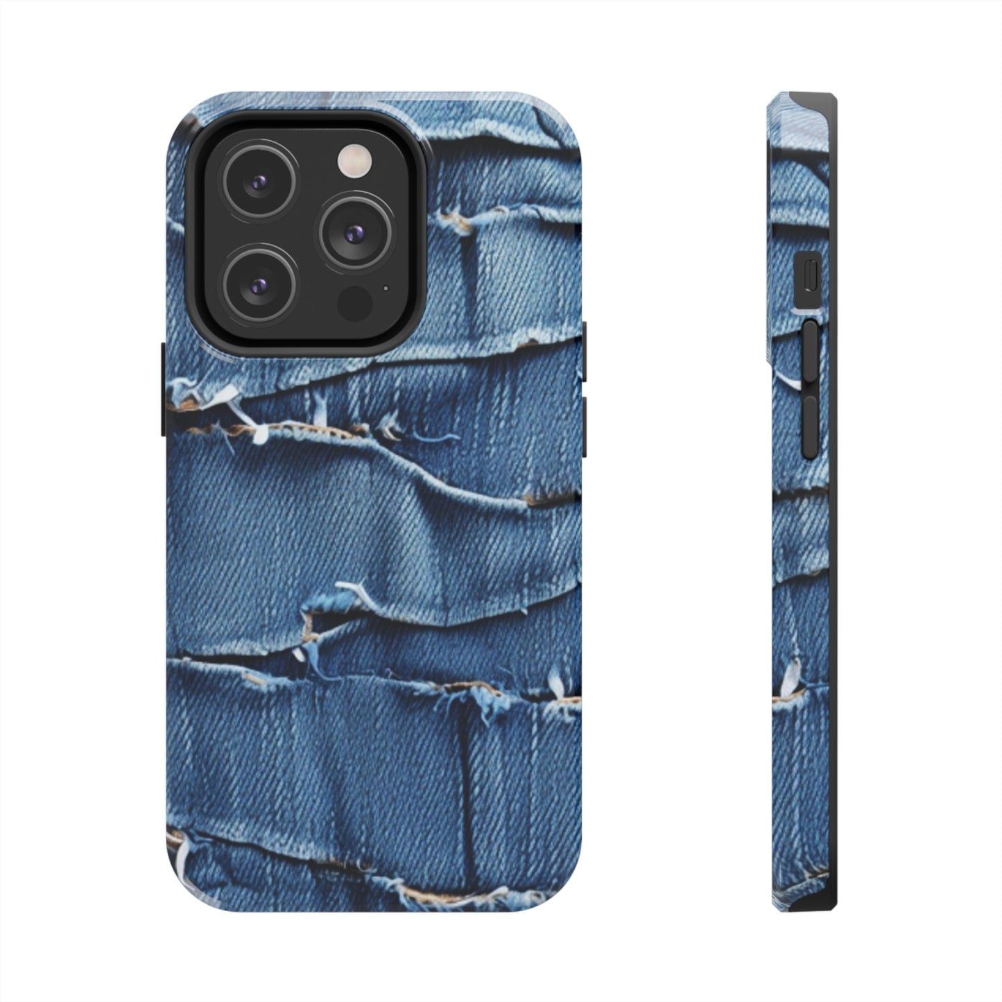 Midnight Blue Distressed Denim: Rugged, Torn & Stylish Design - Tough Phone Cases